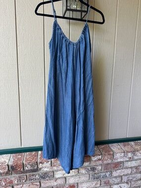 Lightweight Blue Chambray Cropped Romper